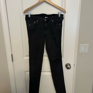 H&M Black Distressed Skinny Jeans for Women